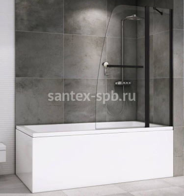 Перегородка на ванну стеклянная ABBER AG50100B 100x140 Чёрная