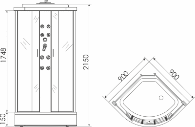 душевая кабина erlit er3509pf-c3/c4 90х90