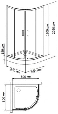 душевой уголок с поддоном bandhours polo 80