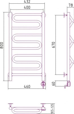 полотенцесушитель электрический сунержа элегия 800х400 правый