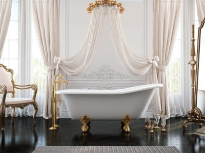 ванна из литьевого мрамора эстет царская 1700х730 отдельностоящая