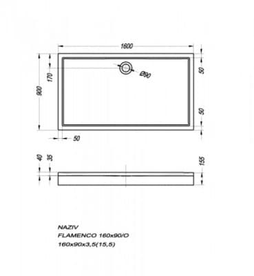 поддон душевой kolpa san flamenco 160х90