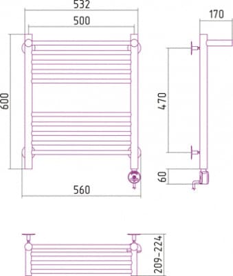 полотенцесушитель электрический сунержа богема с полкой 600х500