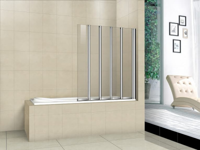 шторка для ванной складная-гармошка bas screen gr5-120-c-ch 120х140