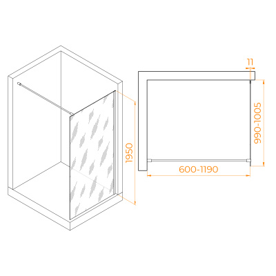 душевая перегородка rgw wa-002w 1000x1950 белый
