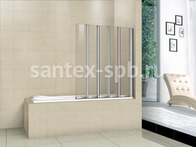 шторка для ванной складная-гармошка bas screen gr5-120-c-ch 120х140