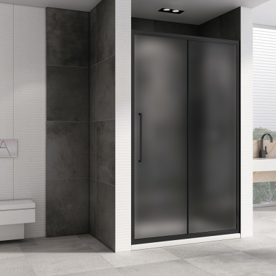 душевая дверь в нишу abber ag30150bmh 150x195 черная матовая