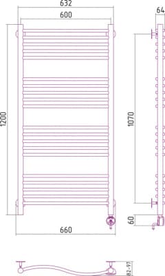 полотенцесушитель электрический сунержа флюид 1200х600