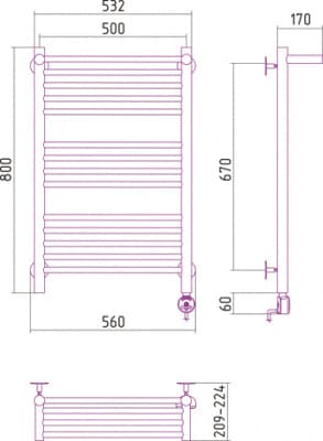 полотенцесушитель электрический сунержа богема с полкой 800х500