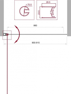 шторка для ванны стеклянная belbagno uno v-1 90х150 распашная чёрная