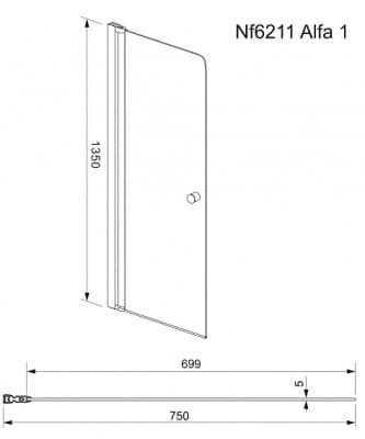 шторка для ванны стеклянная aquanet alfa 1 nf6211