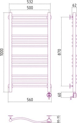 полотенцесушитель электрический сунержа флюид 1000х500