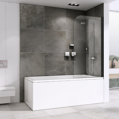 перегородка на ванну стеклянная abber ag52080b 80x140 чёрная