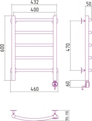 полотенцесушитель электрический сунержа галант 600х400