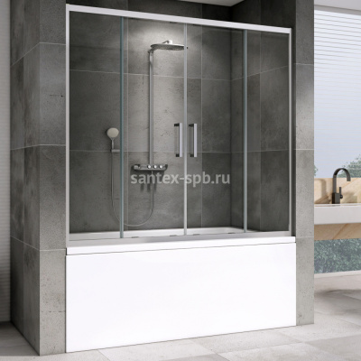 Шторка на ванну стеклянная ABBER 150x140 раздвижная