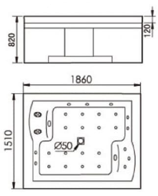 акриловая ванна с гидромассажем gemy g9052-ii k 185х150
