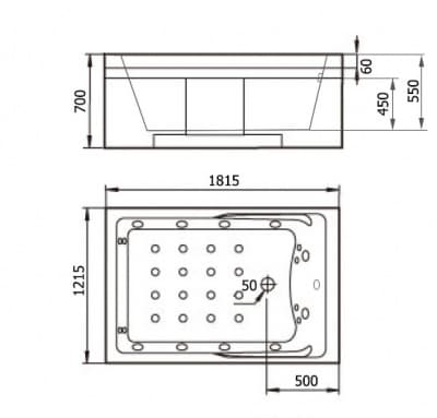 акриловая ванна с гидромассажем gemy g9061 new o 180х120