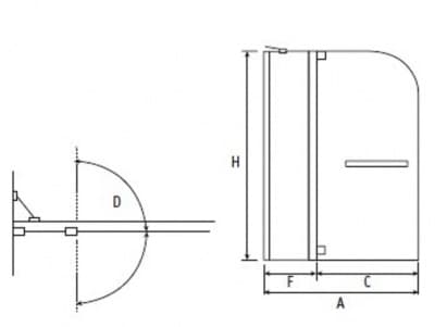 Шторка на ванну стеклянная RGW SC-03 110х150 схема