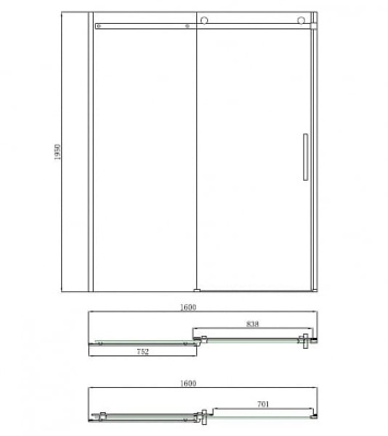 душевая дверь bandhours queen 160 160х195 раздвижная