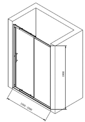душевая дверь bandhours loft 150d 150х190 раздвижная