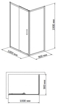 душевое ограждение bandhours mike/side 910 100х90 без поддона