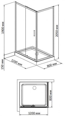 душевой уголок с поддоном bandhours mike/side/rectangular 812 120х80