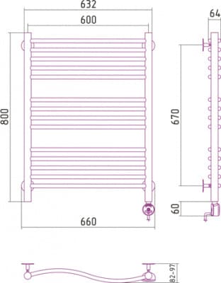 полотенцесушитель электрический сунержа флюид 800х600