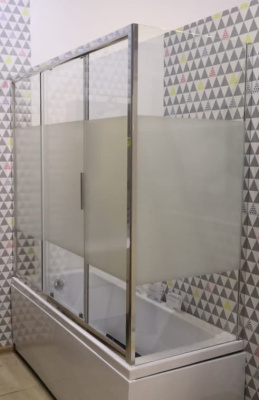 стеклянная шторка для угловой ванны practic 1500x750 раздвижная