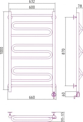 полотенцесушитель электрический сунержа элегия 1000х600