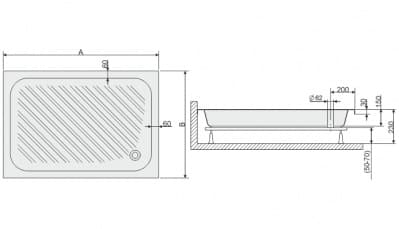 душевой поддон rgw b/cl 120x80