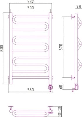 полотенцесушитель электрический сунержа элегия 800х500