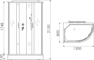 душевая кабина erlit er3512p-c4 120х80