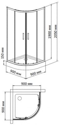 душевой уголок с поддоном bandhours polo 90