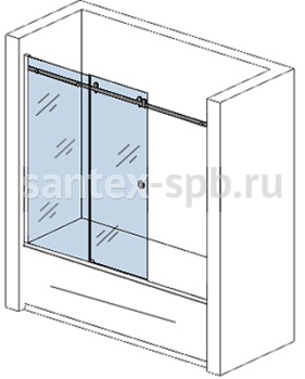 Шторка для ванной стеклянная на заказ TYPE-9-1 откатная