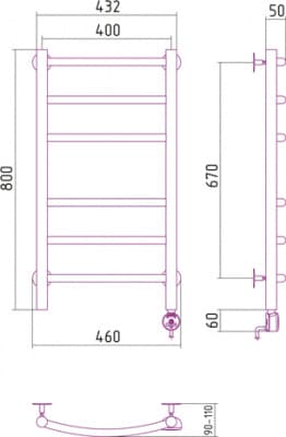 полотенцесушитель электрический сунержа галант 800х400