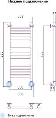 полотенцесушитель водяной сунержа богема 800х300