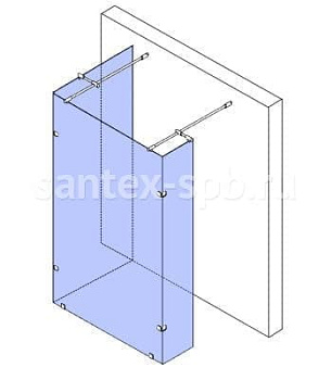 Душевая перегородка отдельностоящая стеклянная WoterGlass TYPE-65-1