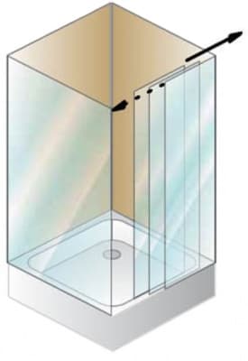 Душевое ограждение Kolpa San LUNA TV3D/S+TSV3D 90х90 трехсекционная с двумя откатными дверьми схема