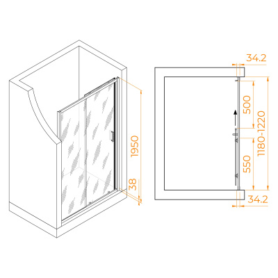 душевая дверь в нишу раздвижная rgw pa-14 120x195 серый