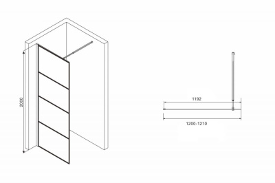 душевая перегородка abber immer offen ag65120b 120x200