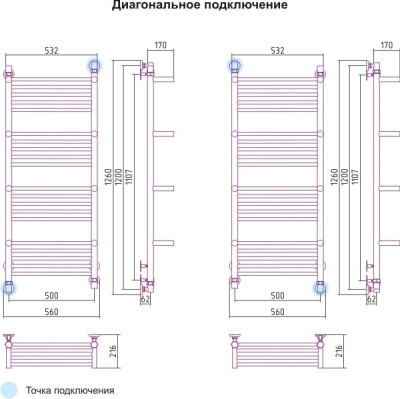 полотенцесушитель водяной сунержа богема с 4 полками 1200х500