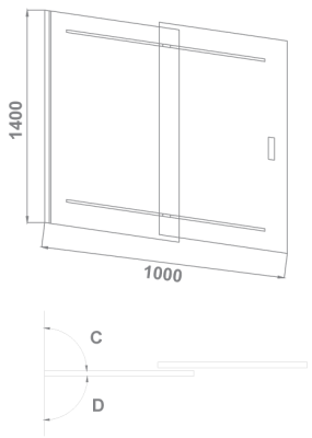 шторка для ванной сдвижная поворотная bas screen slr-100-c-ch 100х140