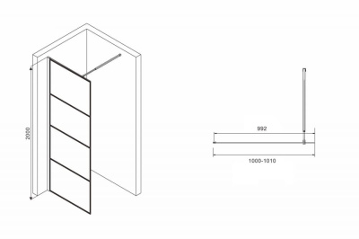 душевая перегородка abber immer offen ag65100b 100x200