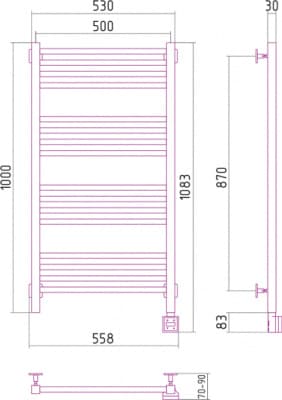 полотенцесушитель электрический сунержа модус 1000х500
