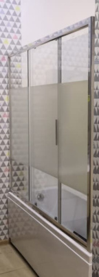 шторка для ванны стеклянная practic 1550x1500 раздвижная
