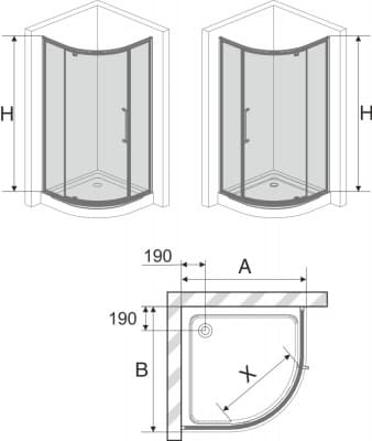 душевое ограждение avek kult 100х100х190