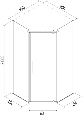 душевое ограждение erlit er 10109v 90х90
