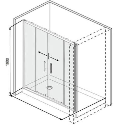 душевая дверь в нишу glassware type-22 200х190