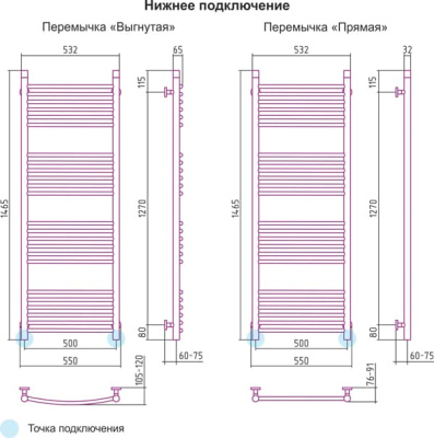полотенцесушитель водяной сунержа богема 1500х500