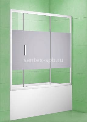 Шторка для ванны стеклянная PRACTIC 1650x1500 раздвижная